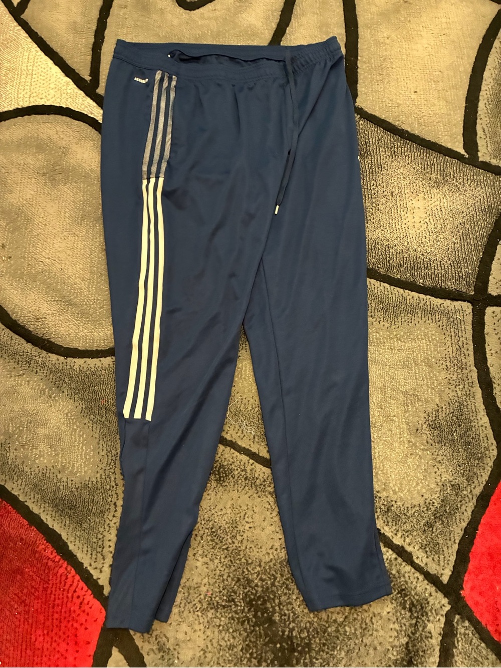 adidas Men's Navy Blue Joggers with White Side Stripes